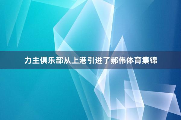 力主俱乐部从上港引进了郝伟体育集锦